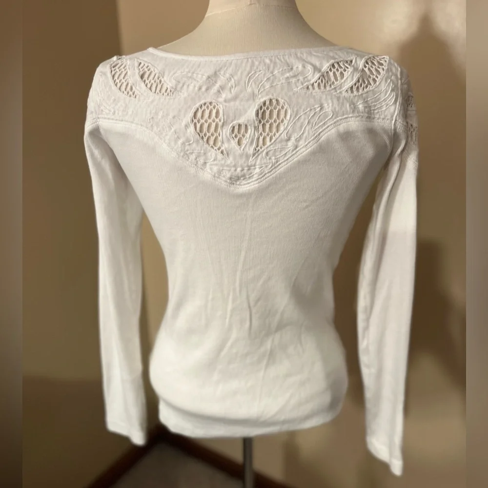 Free People With Love Detail Embroidered Top Sz M